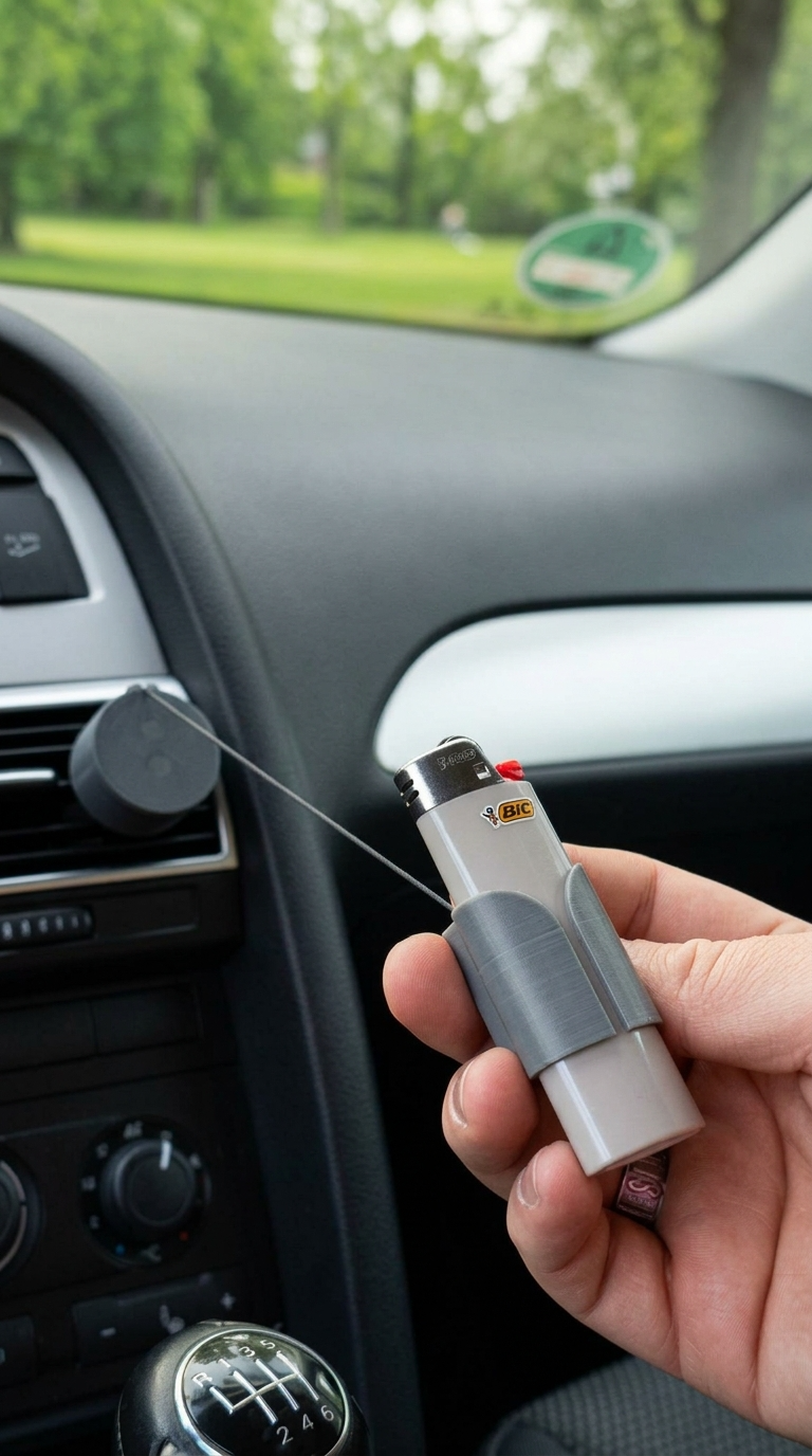 Suport Brichetă Auto Magnetic Retractabil – Fixare Bord, Anti-Pierdere, Compatibil BIC